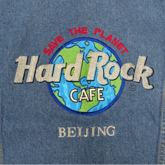 SAVE THE PLANET HARD ROCK CAFE SAVE THE PLANET BEIJING JEAN JACKET SIZE SMALL - Picture 8 of 10